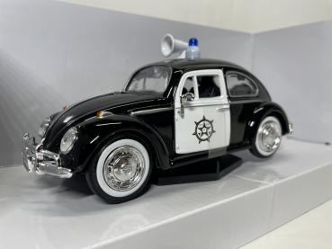 Volkswagen Käfer Polizei Modellauto in schwarz, 1:24