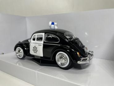 Volkswagen Käfer Polizei Modellauto in schwarz, 1:24